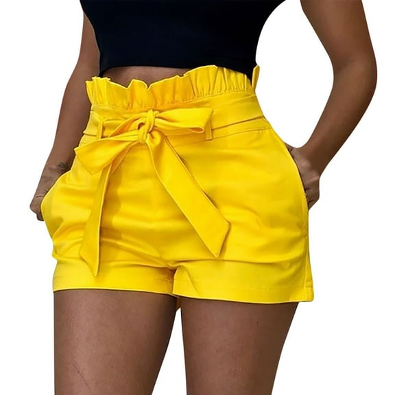 Womens Shorts Casual Sevevn Women's Pockets Wide-Leg Pure Color Short Pants Summer Shorts
