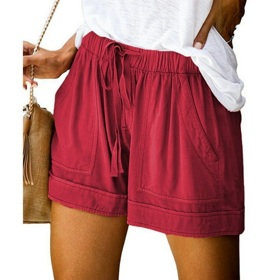 Womens Shorts Casual Summer Beach Drawstring Shorts 5 Inch Wide Leg Lounge Shorts Vacation Trendy Shorts with Pockets, Limited Time Under 10 Dollars