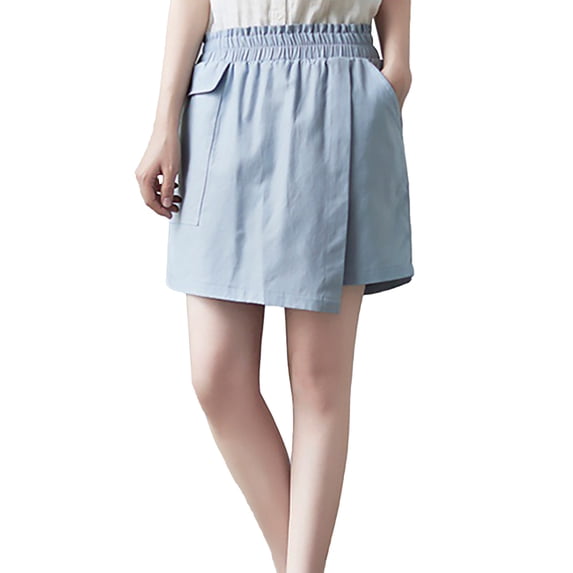 Womens Shorts Fashion Women Solid Color Casual Loose Beach Shorts Wide-Leg