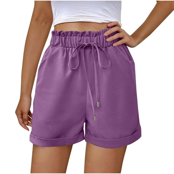 Womens Shorts Clearance Sale Cotton Linen Shorts for Women Drawstring Waisted Beach Shorts High Waisted Short with Pockets Casual Vacation Wear