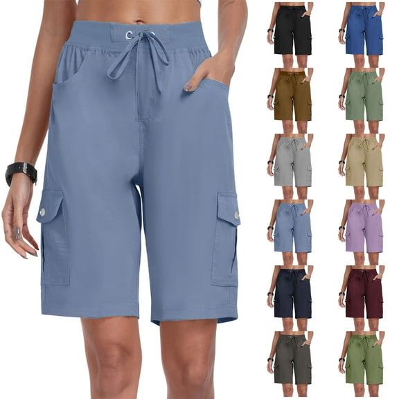 Womens Shorts Clearance Womens Shorts With Pockets Loose Casual Dressy Lightweight Ladies Baggy Cargo Shorts Pants For Hiking Long Shorts for Women