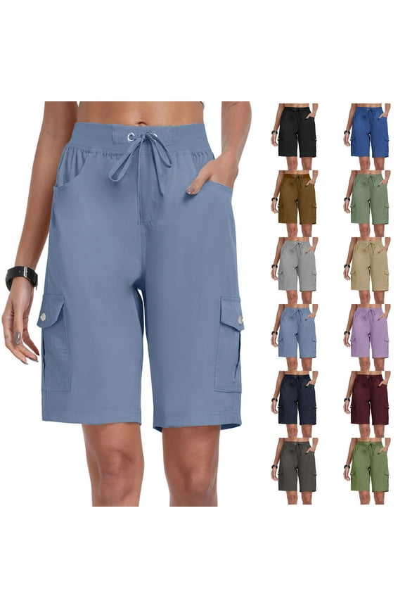 Womens Shorts Clearance Womens Shorts With Pockets Loose Casual Dressy Lightweight Ladies Baggy Cargo Shorts Pants For Hiking Long Shorts for Women