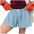 thumbnail image 1 of Womens Shorts Cute Soft Plaid Print Button Front Pajama Bottoms Sleepwear Baggy Dressy Casual Womens Jorts S-XL, 1 of 5