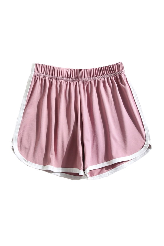 Womens Shorts Dolphin Hem Elastic Waist Comfy Lounge Homewear Short Pant Workout Summer Hot Shorts (L, Purple)