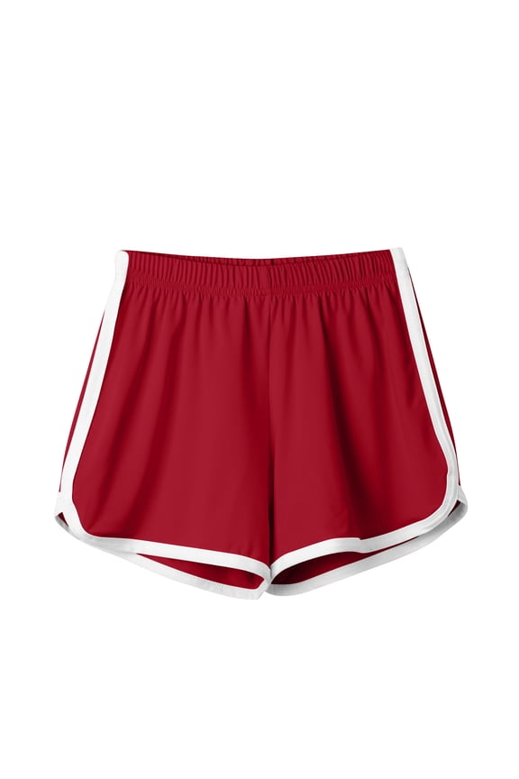 Womens Shorts Dolphin Hem Elastic Waist Comfy Lounge Homewear Short Pant Workout Summer Hot Shorts (S, Red)