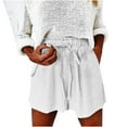 thumbnail image 1 of Womens Shorts Drawstring Mid-Rise Shorts Comfy Summer Casual Shorts Wide Leg Cotton Linen Short for Women, 1 of 5