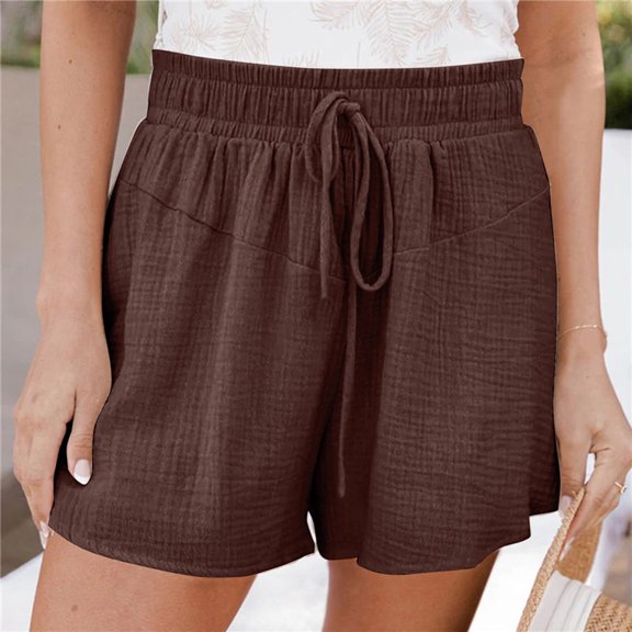 Womens Shorts Drawstring Mid-Rise Shorts Summer Casual Shorts for Women