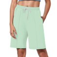thumbnail image 1 of Women's  Shorts 2025 Drawstring Waist Long Yoga Shorts Casual Loose Athletic Gym Shorts with Pockets mint green X-Large, 1 of 5