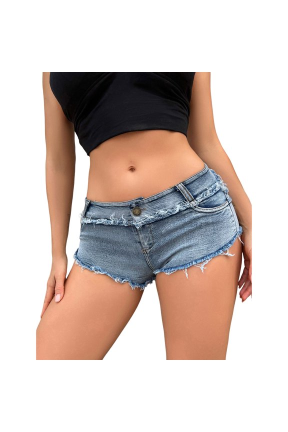Womens Shorts Dressy Casual Rave Denim Solid Color High Waisted Stretchy Ripped Rough Selvedge Summer Jeans Daily Short Trousers Pants for Women