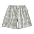 thumbnail image 1 of Womens Shorts Elastic Waist Checkered Washed Summer Thin Style With Side Pockets Home Capri Beach Workout Shorts, 1 of 3