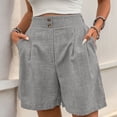 thumbnail image 1 of Womens Shorts Elastic Waist Cropped Twill Straight Leg Casual Shorts, 1 of 7
