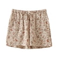 thumbnail image 1 of Womens Shorts Elastic Waist Summer Thin Double Layer Crepe With Side Pockets Drawstring Gym Shorts, 1 of 3