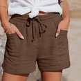 thumbnail image 1 of Womens Shorts Fashion Casual Pocket Solid Elastic Waist Drawstring Shorts with Pockets, 1 of 8