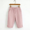 thumbnail image 1 of Summer Plus Size Shorts for Women with Pockets 100% Cotton Stripe Elastic Loose Straight Half Shorts, 1 of 8
