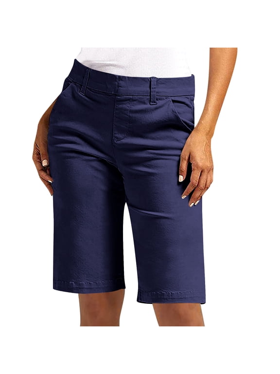 Womens Shorts Fashion Women's Summer Casual Twill Solid Color Shorts with Pocket Half Shorts Pants