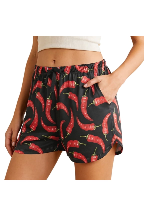 Womens Shorts Floral Print Elastic Waist Shorts for Women with Side Slits and Pockets Summer Casual High Stretch Soft Black XXXL
