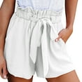 thumbnail image 1 of BJUTIR Womens Shorts For Summer High Waisted Shorts Striped Ruffle Elastic Waist Beach Short With Pockets Belt, 1 of 8