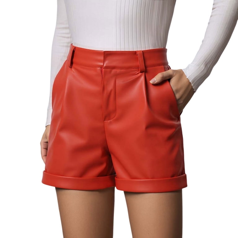 Womens Shorts High Waist Faux Leather Dress Or formal Wear Zipper Fly  Spring Summer Baggy Dressy Casual Womens Jorts with Pockets S-XL -  Walmart.com