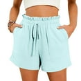 thumbnail image 1 of Womens Shorts High Waisted Athletic Shorts,,Xunlbb Casual Spring And Summer Solid Comfortable Bandage Elastic Waist Women Pockect New Fashion Short Pants ,B-Sky Blue XL, 1 of 6