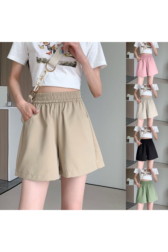 Womens Shorts High Waisted Athletic Shorts,,Xunlbb Women's Fashionable PrintedSolid Color Workwear Casual Shorts ,Khaki XL
