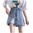 thumbnail image 1 of Womens Shorts Irregular Design Feeling Single Breasted Glare A Line Skirt Blue Short Pants Sizes XL, 1 of 7