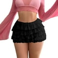 thumbnail image 1 of Womens Shorts Lace Mini Skirt Low Rise Micro Skirt Asymmetrical Ruffle Hem Flared Lingerie Skirts Trendy Casual Shorts S-XL, 1 of 4