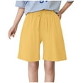 thumbnail image 1 of Womens Shorts Ladies Fashion Solid Color Cotton Linen Loose Summer Casual Beach Shorts M-3XL, 1 of 3