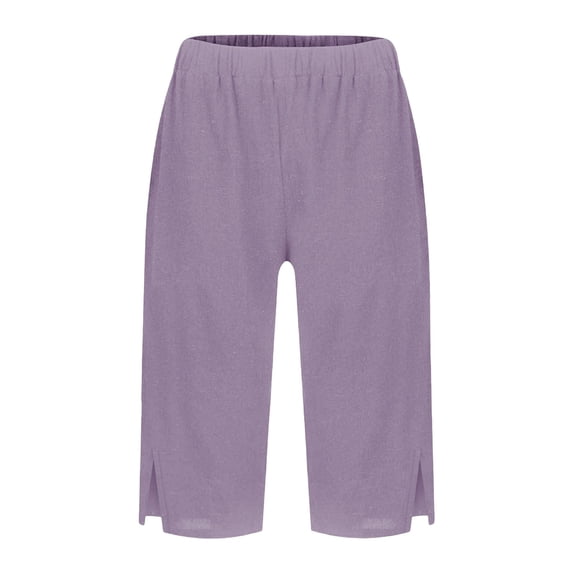 Womens Shorts Linen,Summer Shorts Women Plus Size Wide Leg Capris Wide Leg Cropped Pants For Women Lounge Pants With Pockets Lightweight Summer Pants Women Flowy Linen Shorts
