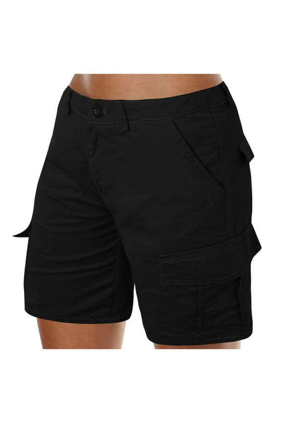 Womens Shorts Loose Solid Color Mini Pant Summer Beach Shorts Buttons Short Hot Pants Cargo Shorts