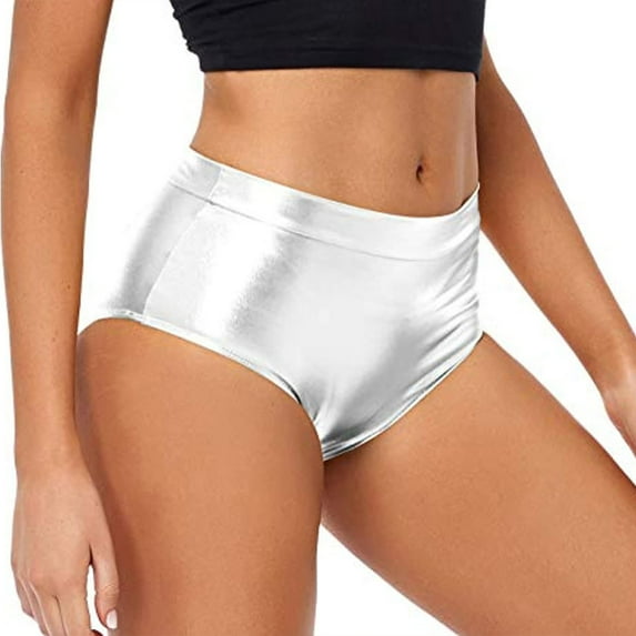 Womens Shorts Low Waist Skinny Metallic Booty Shorts Rave Bottoms For Dancing Hot Pants Clubwear