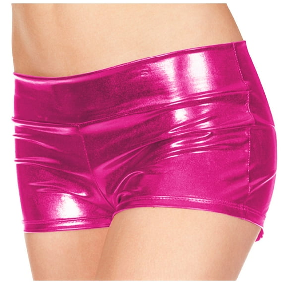 Womens Shorts Metallic Rave Booty Dance Imitation Light Underwear Trendy Casual Shorts S-2XL