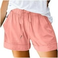 thumbnail image 1 of Womens Shorts Plus Size Casual Summer Beach Drawstring With Pockets Loose Cute Vacation Trendy Cargo Gym Bike Pull On Jogger Pink Short Pants Sizes S, 1 of 7