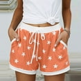 thumbnail image 1 of Womens Shorts Plus Size Summer Star Print Drawstring Pocket Sleep Shorts Casual Lounge Shorts Orange XL, 1 of 6