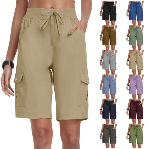Womens Shorts Plus Size with Pockets Loose Casual Dressy Lightweight Ladies Baggy Cargo Shorts Pants For Hiking