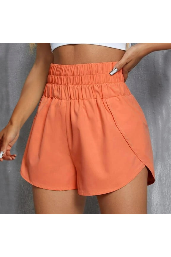 Womens Shorts Quick Dry High Waisted Running Shorts Lightweight Elastic Shorts Loose Summer Sport Workout Orange M