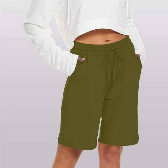 Shorts for Women Women's Sports Comfortable Elastic Waist Drawstring Shorts Womens Shorts Clearance! Army Green 3X