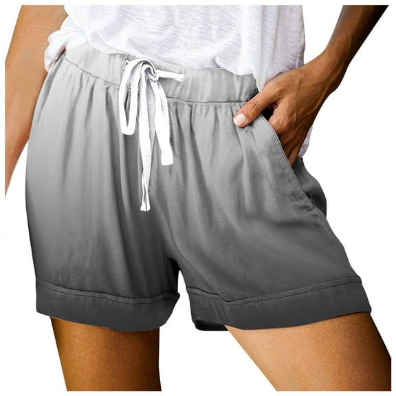 Womens Shorts Stretchy Drawstring Summer Elastic Waist Lightweight Casual Summer Jean Shorts with Pockets S-2XL
