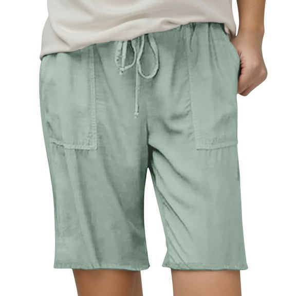 Womens Shorts Stretchy Drawstring Wide Leg Cropped Pants Summer Comfort Baggy Dressy Casual Womens Jorts S-5XL