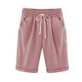 thumbnail image 1 of Womens Shorts Summer 2024 Plus Size Solid Five Points Large Size Cotton Linen Shorts with Pockets Casual Pants on Clearance Pink_4XL, 1 of 3