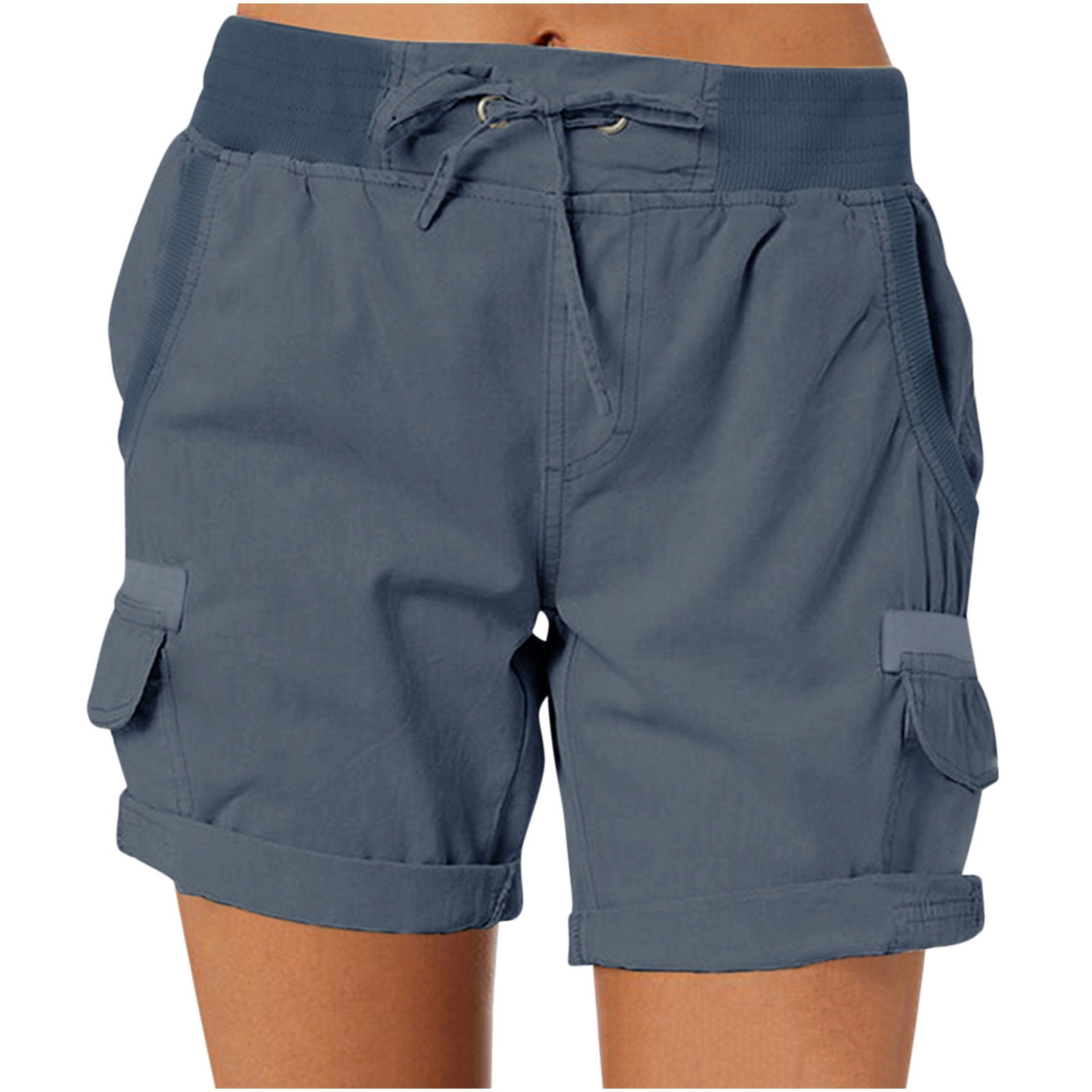 Womens Shorts Summer Cargo Pants Fashion Elastic High Waisted ...