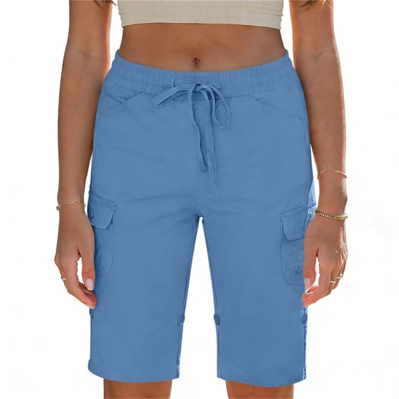 Womens Shorts Summer Casual Loose Elastic Waist Drawstring Comfy Lightweight Beach Shorts with Pockets