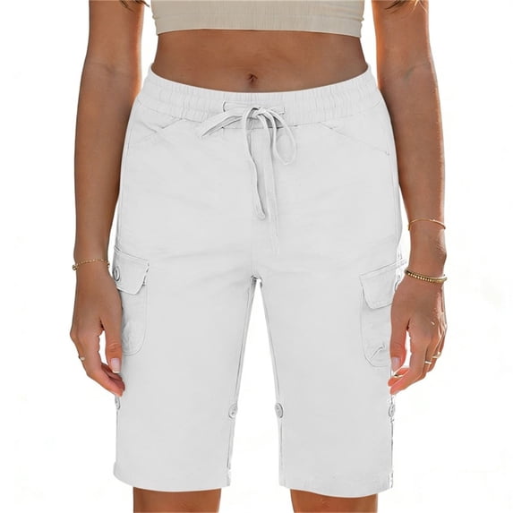 Womens Shorts Summer Casual Loose Elastic Waist Drawstring Comfy Lightweight Beach Shorts with Pockets