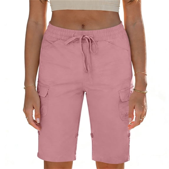 Womens Shorts Summer Casual Loose Elastic Waist Drawstring Comfy Lightweight Beach Shorts with Pockets