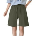thumbnail image 1 of Womens Shorts Summer Fashion Casual Shorts Solid Color Cotton Linen Breathable Loose Medium Pants Womens Pants Army Green XXL, 1 of 3
