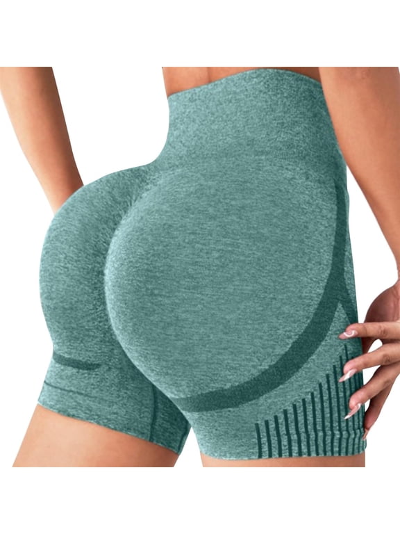 Womens Shorts Summer High Waist Sculpt 3D Anti Cellulite Workout Leggings Yoga Shorts for Women Green L