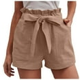 thumbnail image 1 of Womens Shorts Summer Ruffle Hem Bow Tie Waistband High Waisted Baggy Dressy Casual Womens Jorts with Pockets S-2XL, 1 of 8