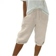 thumbnail image 1 of Womens Shorts, Summer Shorts for Women Knee Length Quick Dry Women Hiking Linen Shorts Lightweight Athletic Travel with Pockets and Drawstring, 1 of 5