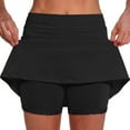 thumbnail image 1 of Womens Shorts Summer Solid Running Skort with Hidden Compression Liner and Side Pockets Quick Dry Womens Athletic Shorts Black L, 1 of 3