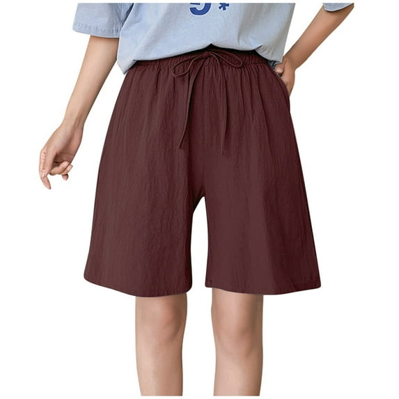 Womens Shorts Summer Thin Breathable Casual Medium Pants Wide Leg Loose Shorts Jean Shorts for Women Coffee XXXL