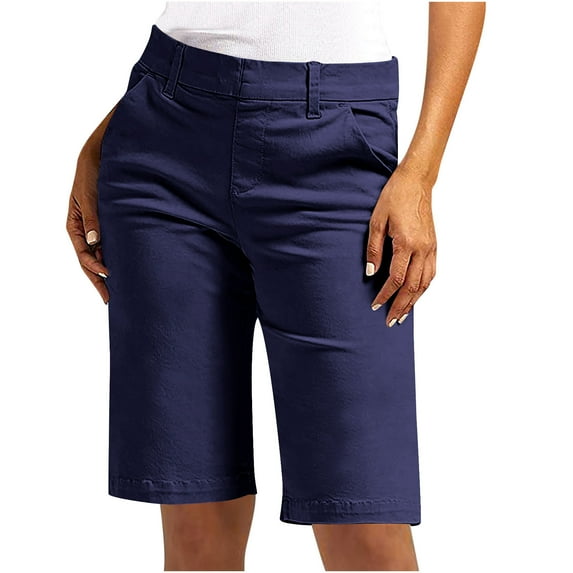 Womens Shorts Walking Cargo Cotton Linen Drawstring Shorts Solid Color Elastic Waist Pants with Pockets Casual Outwork Beach Vacation Daily Clothes Comfy Breathable Baggy